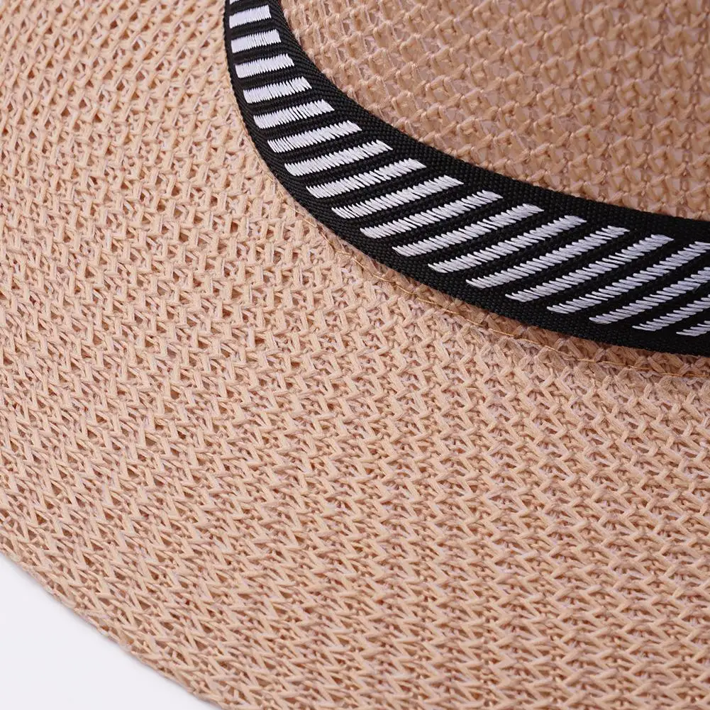 Men Summer Straw Hat Beach Large Brim Panama Anti-UV Sun Hat Outdoor Golf Fishing Cap Panama Jack Men\'s Straw Travel Simple Hat