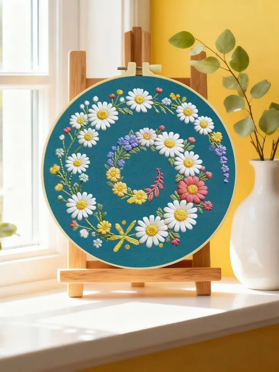1 Stück 20X20CM/15X15CM 7,87/6,3 Zoll Blumen-Stickerei-Starter-Kit DIY-Kit DIY-Stickerei-Set Handarbeiten Nadelkunst – Detail 6