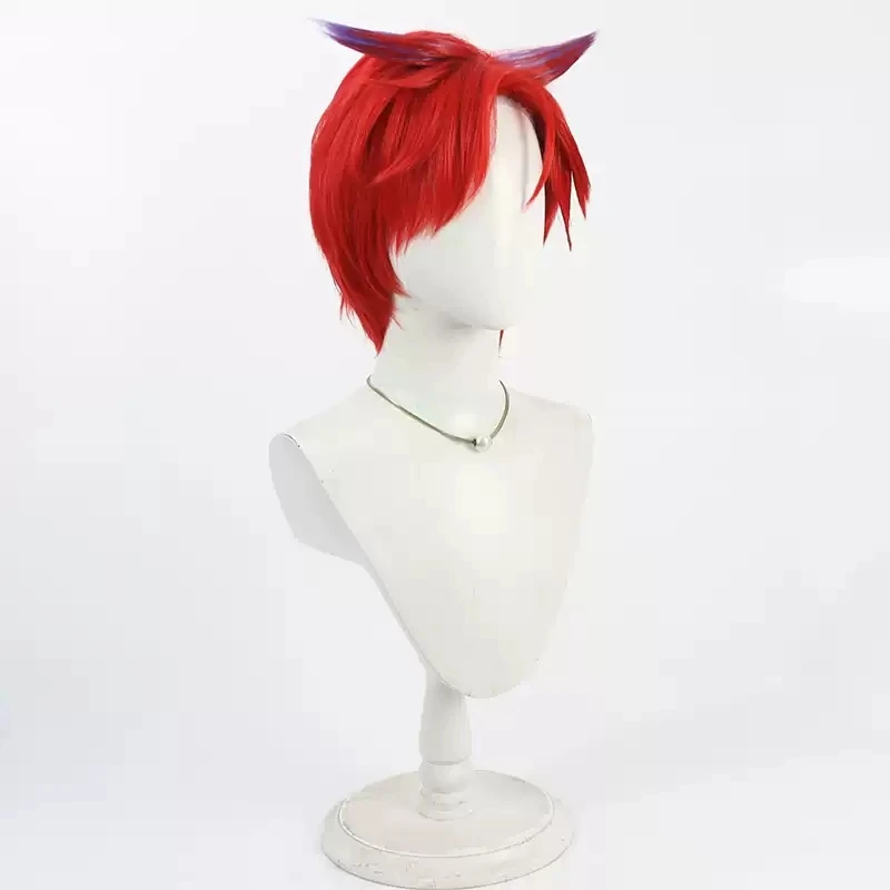 Anime Princession Orchestra Calisto Cosplay Wig 30cm Red Mixed Purple Heat Resistant Hair Halloween