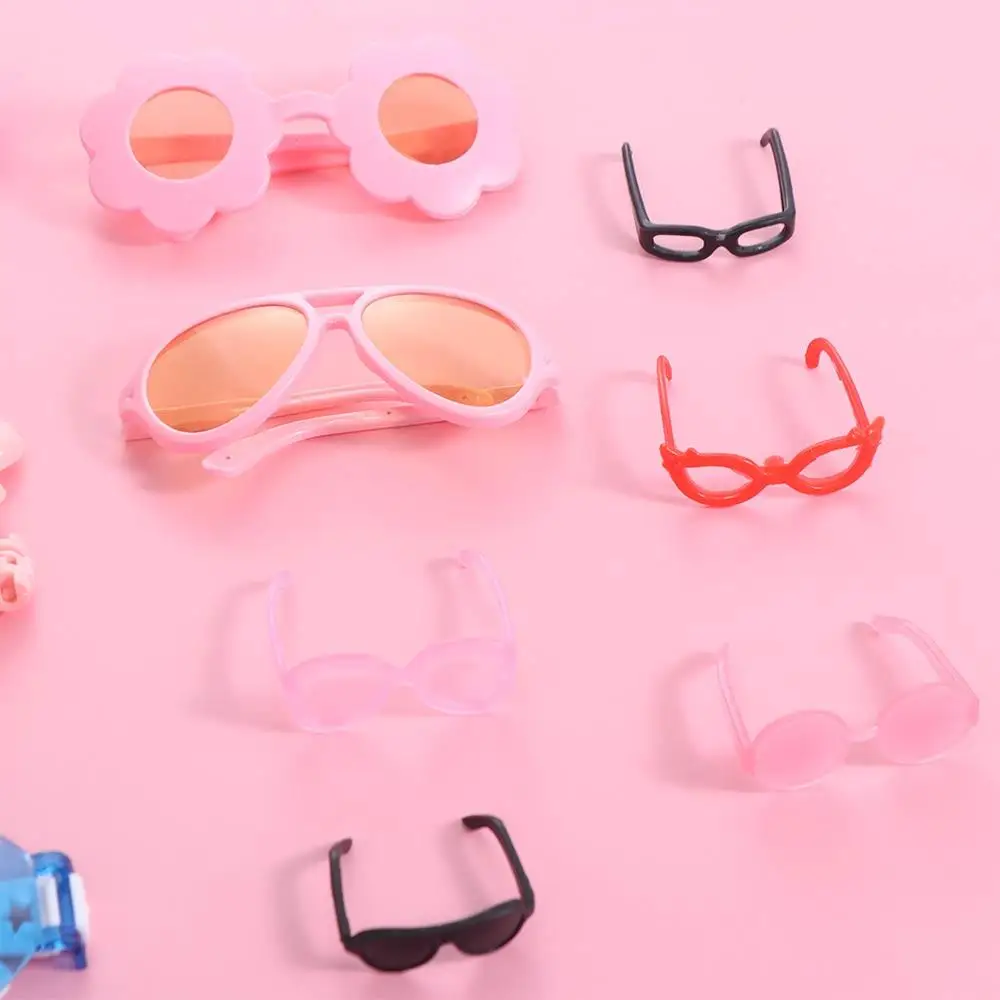 2pcs/set Sunglass Retro Cool Glasses Round Frame Fashion Styles Mini Plastic Heart Glasses Multicolor Retro