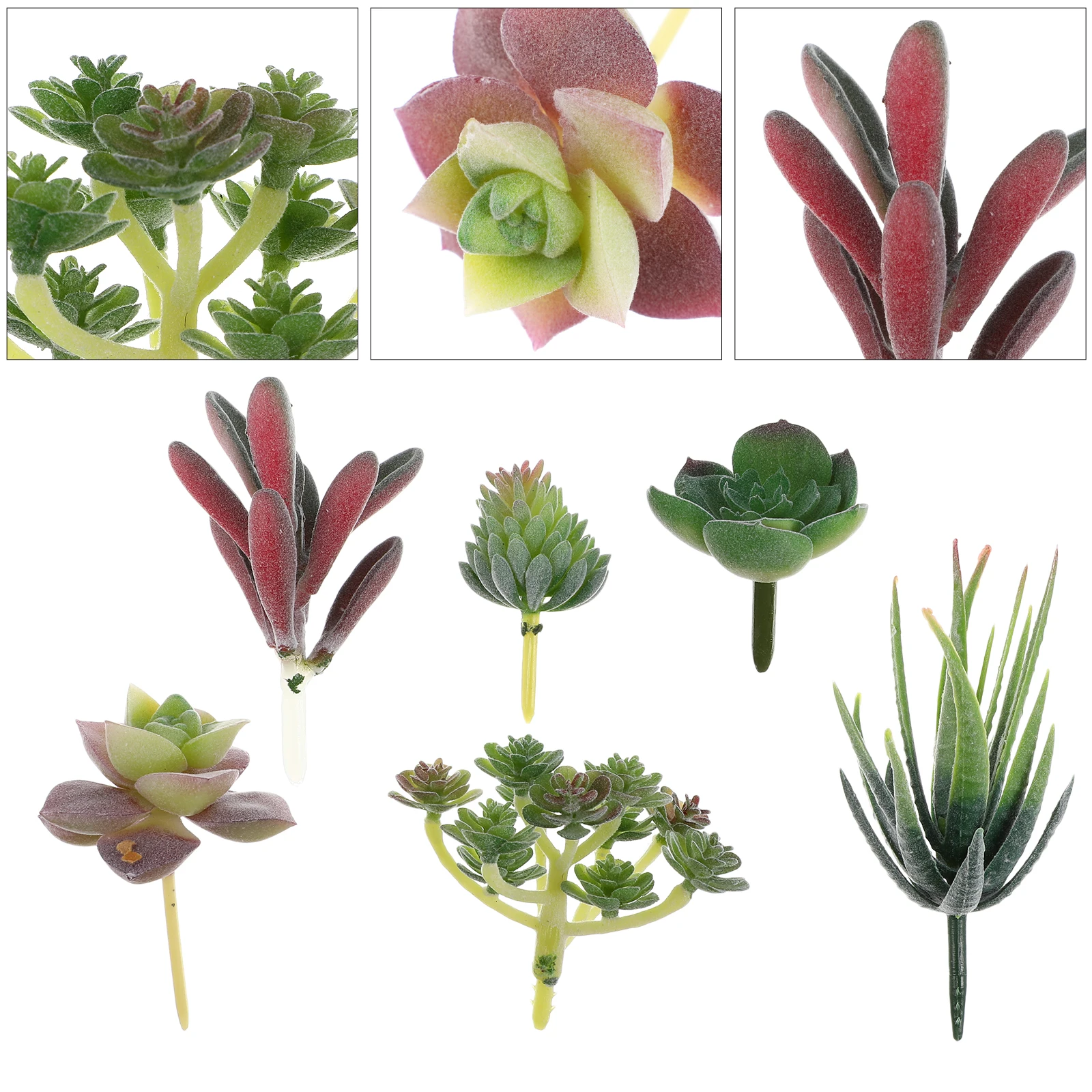 

6pcs Artificial Succulent Plants Faux Cacti Picks Decorative Plastic Indoor Outdoor OfficeFake Plants Simulate