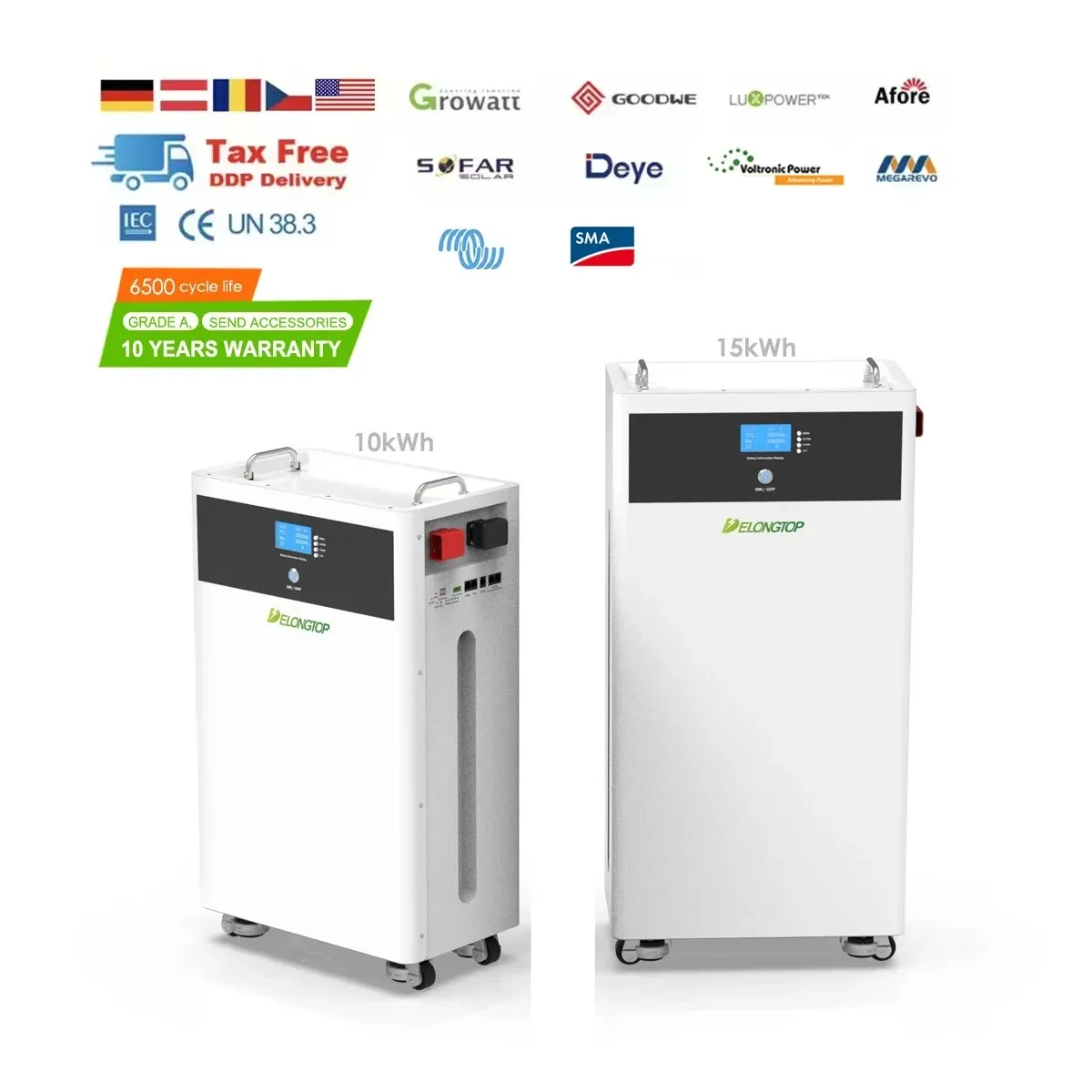 

Мобильная напольная система хранения энергии для дома на литиевых солнечных батареях LiFePO4, 51.2В 300Ач 15кВтч, 6000 циклов