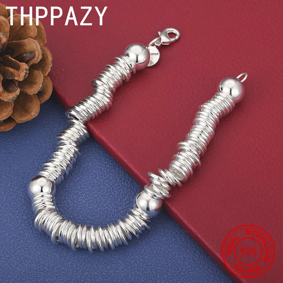 

THPPAZY 925 Sterling Silver Beads Multi Circle Bracelet Women Fashion Party Engagement Wedding Birthday Fashion Trendy Jewelry