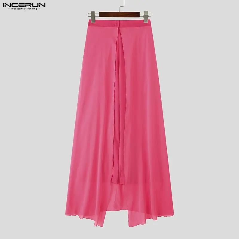 INCERUN الرجال السراويل المرقعة مرونة الخصر فضفاضة عادية السراويل الطويلة الرجال الشارع الشهير 2025 موضة الذكور غير النظامية السراويل S-5XL