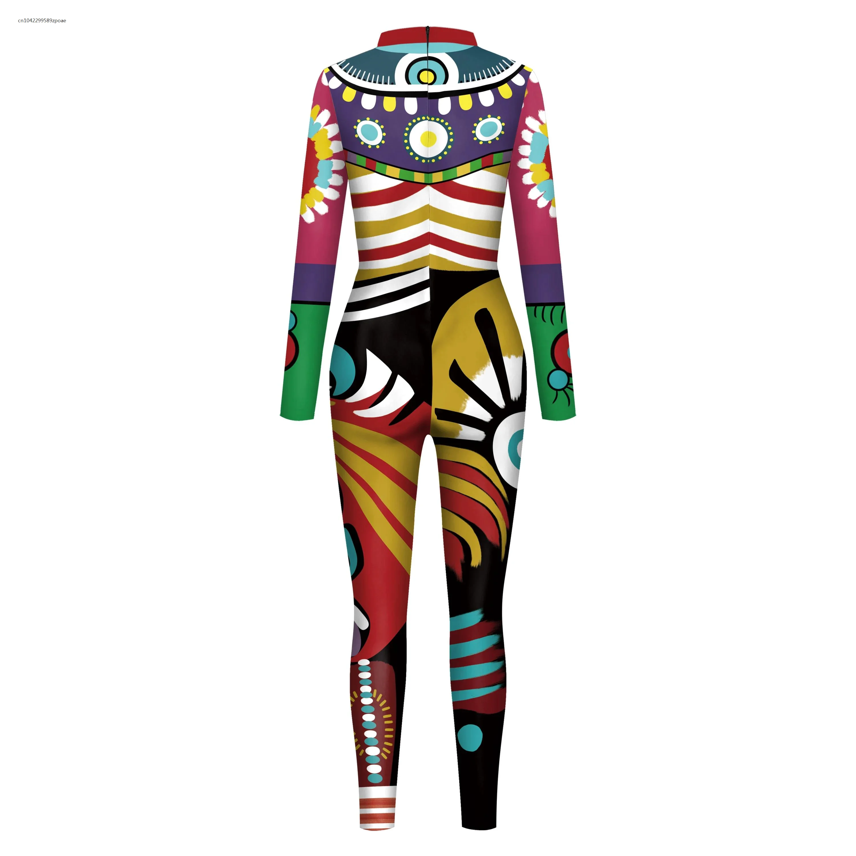 Halloween Women Cosplay Robot Punk Printed Retro Mechanica Cosplay Jumpsuit Catsuit Zentai Halloween Bodysuit 2024