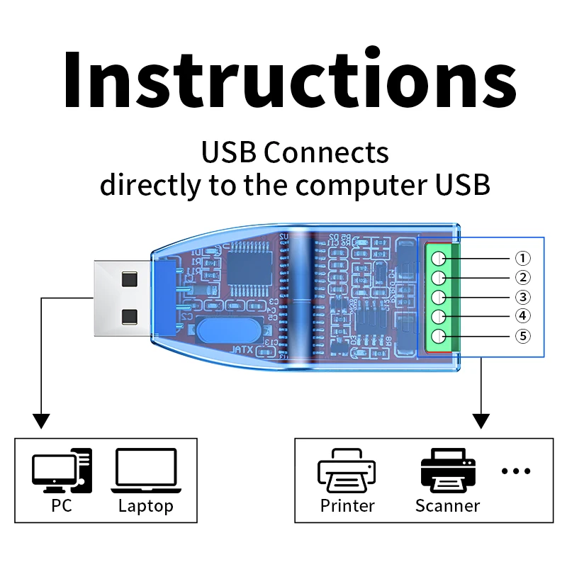 Unnlink Industrial USB to RS485 RS422 RS232 CH340 Converter Adapter TVS Protection For Computer PLC