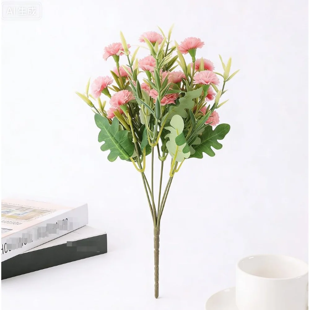 Pink Carnation Artificial Flower Single Triple Cloth Material Wedding Centerpiece Home Decor Mother Day Gift- Simulation Bloom