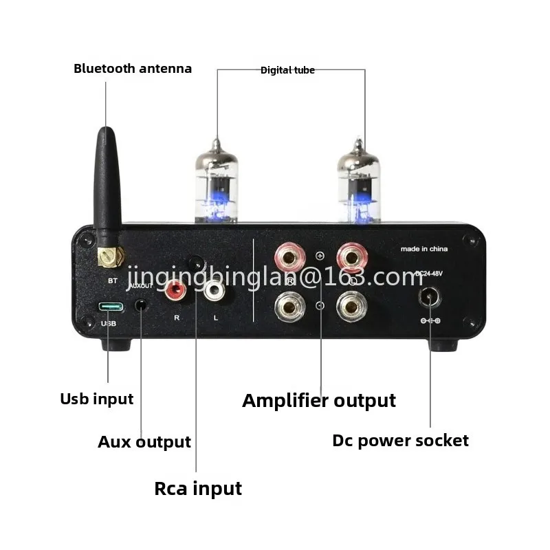 Factory direct sales of D325J bile machine hifi fever bile pre-stage 5654W tube high TPA3255 Bluetooth digital power amplifier