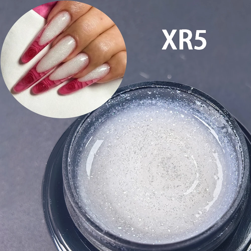 Jillnails Snow Sparkle Builder Nagelgel 100g/50g HEMA- und TPO-frei Schimmernd Glitzernd Rosa Lila Milchig für Nagelverlängerung und Modellierung