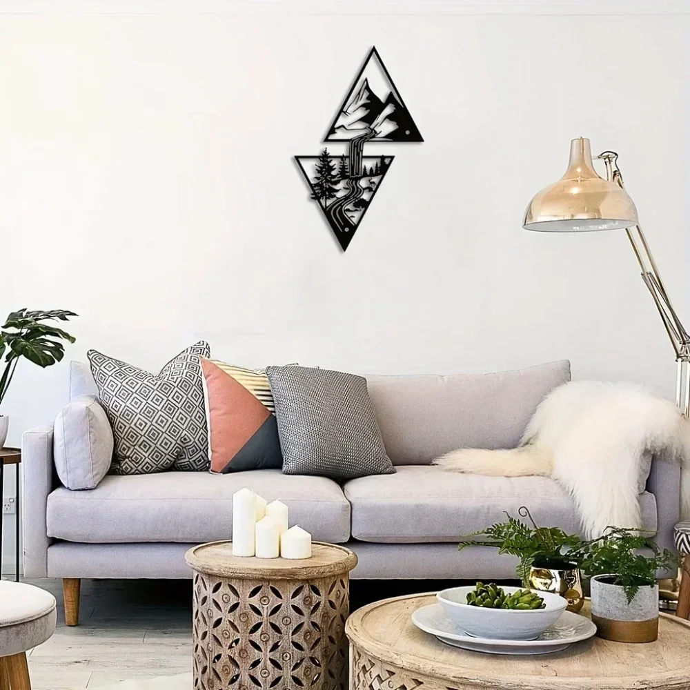 Mountain Wall Art, Mountain Waterfall Metal Wall Art Home Decor, Metal Wall Art, Home Decor Modern Art Wall Ornaments Artwork