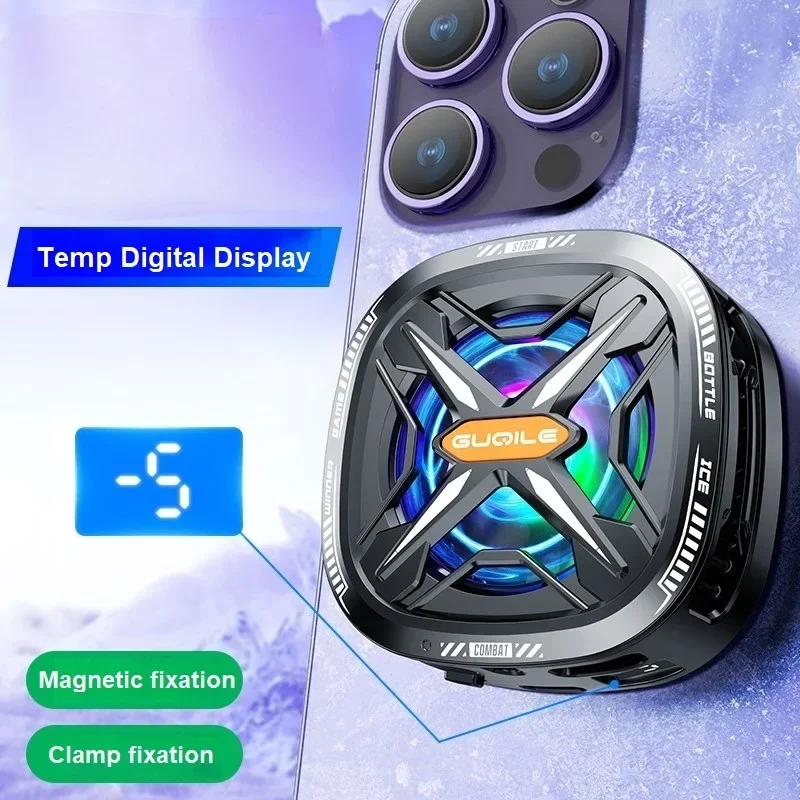 15w Strong Cooling FS05 Semiconductor Mobile Phone Radiator Cooler Fan Digital Display Magnetic Back Clamp