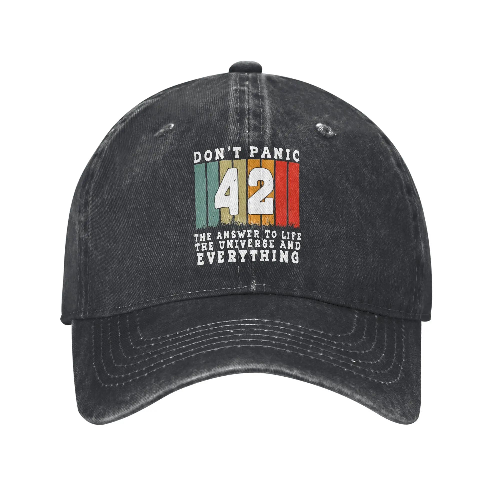 Men Women dont panic 42 The Answer To Life The Universe And Everything Douglas Adams  Print Hats Fashion Washed  Baseball Cap