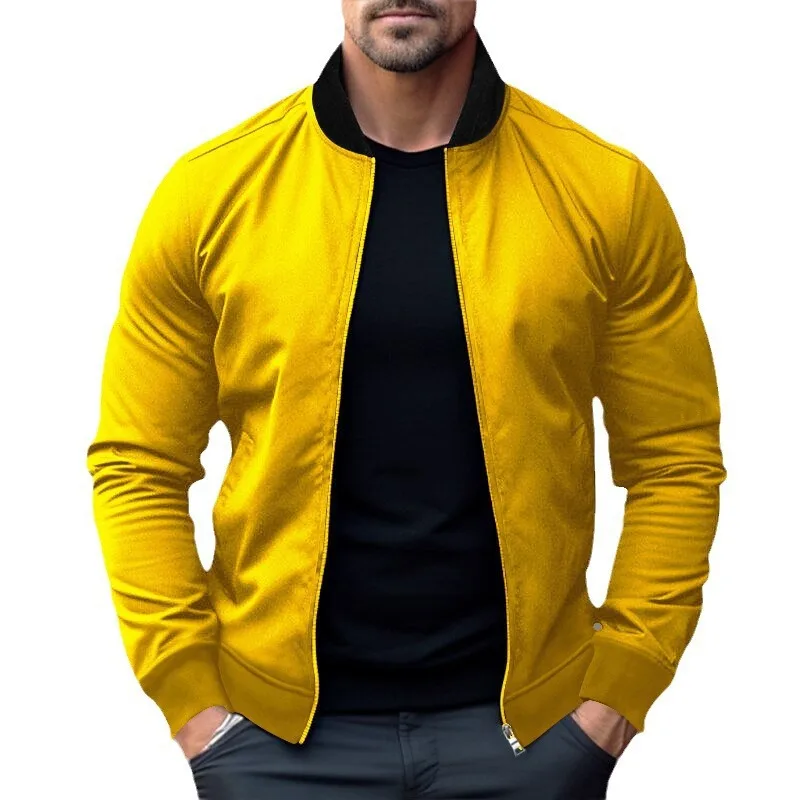 Spring and autumn new top men stand collar zipper casual long sleeve hoodie jacket