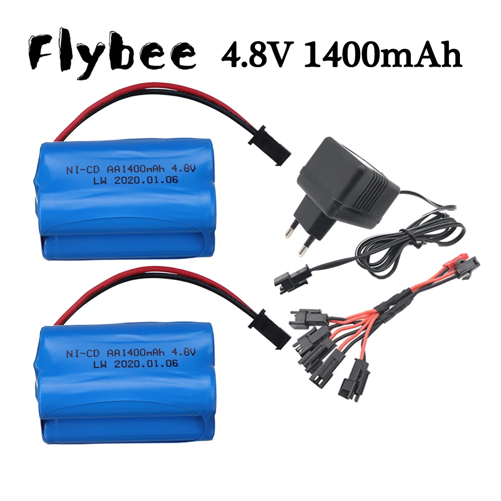 Bateria recarregável com carregador, 4.8v e 1400mah, conjunto para brinquedos rc, carros, tanques de robôs, armas, pilhas aa 4.8v