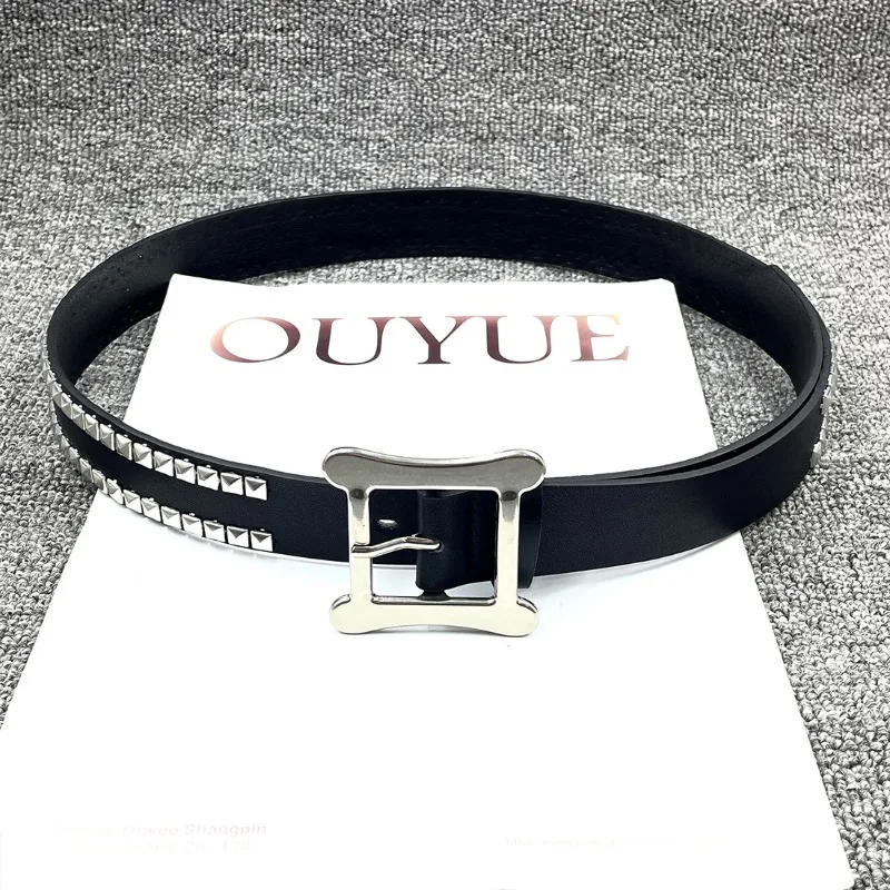 High Quality Unisex Y2K Rivet Waist Belt for Men Women Streetwear Jeans Accessories Black Pyramid Studded Belt, Punk Rock Belt