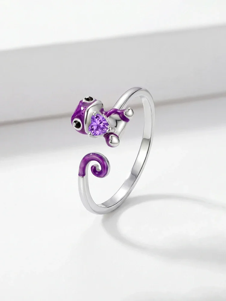 925 Sterling Silber Liebesherz-Ring mit veränderbarem Eidechsenmotiv, verstellbar, für Damen, Party, Jahrestag, Alltag, hochwertiger edler Schmuck – Detail 5