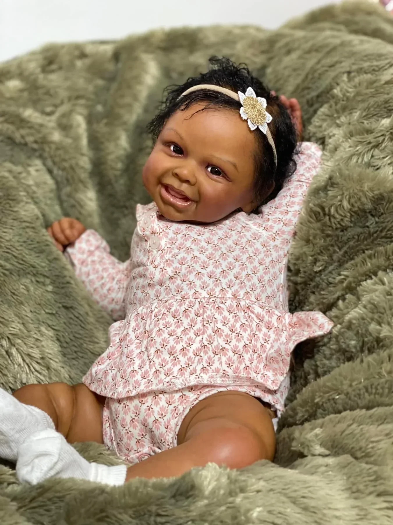 

NPK 19inch Lifelike harper Bebe Doll Reborn Popular Limited Edition Doll Dark Skin Newborn DOll Lifelike Soft Real Soft Touch