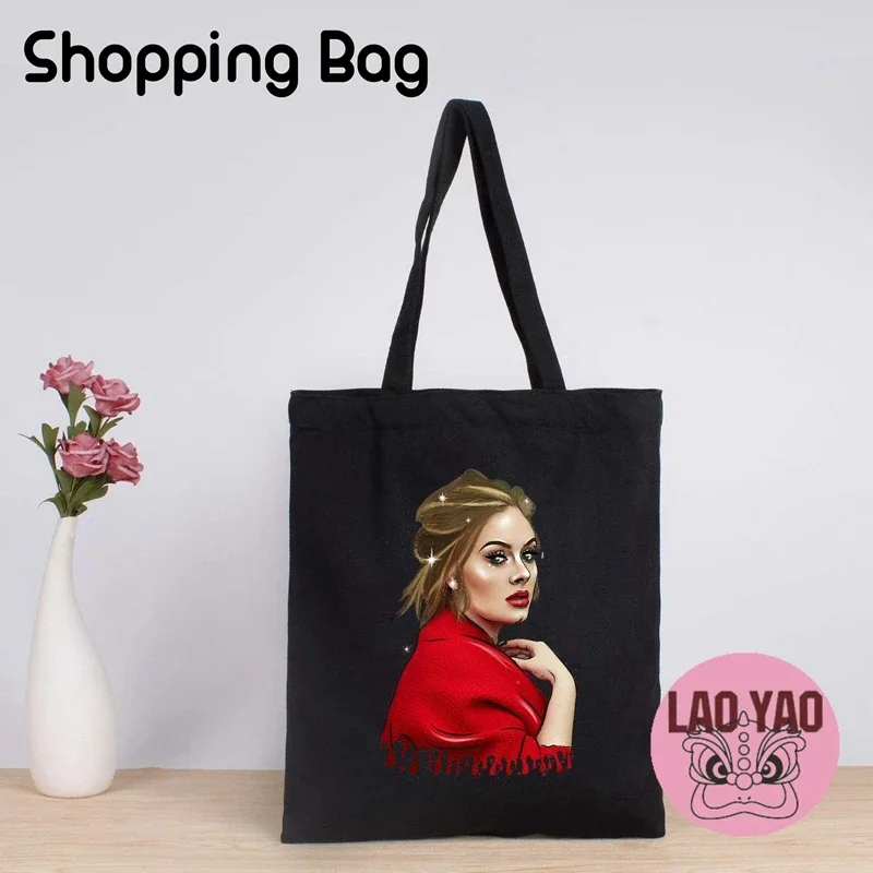 Adele Adkins Singer borsa con nome personalizzato per donna Totebag borse estetiche Tote Shopper Shopping donna tela di stoffa