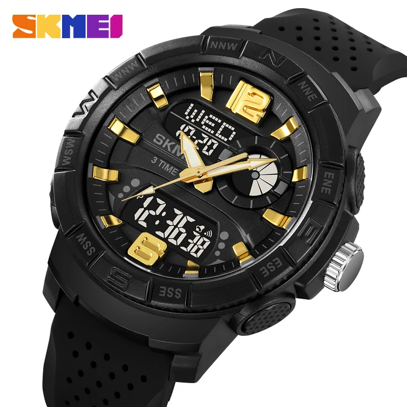 SKMEI Dual Movement 3 Time Countdown Sport Wristwatch Mens Waterproof Electronic Watches montre homme Digital Men Watch 2163