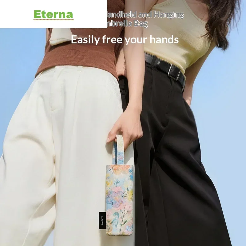 Capsule Foldable Sun Umbrella, Black Rubber Sunscreen, UV Protection, Lightweight and Portable Parasol