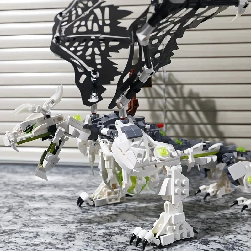 MOC 672pcs Skull Sorcerer's Dragon Model Building Blocks 71721 Ninja Bricks Kids Toys For Children