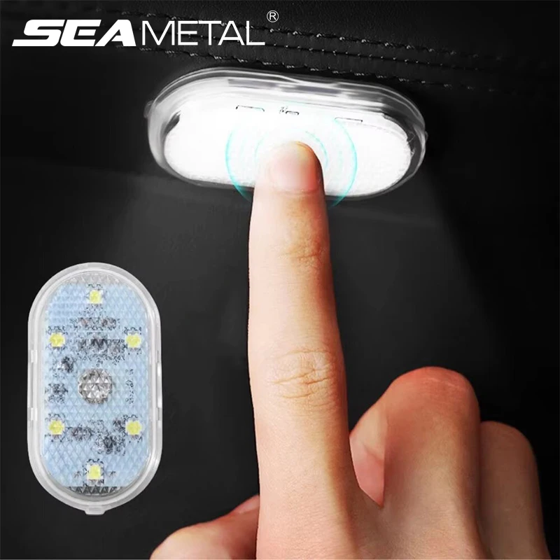 SEAMETAL Tiny Led Touch Light for Car Reading Light USB Rechargeable Magnetic Car Ambient Lamp Universal for Floor Trunk Hood