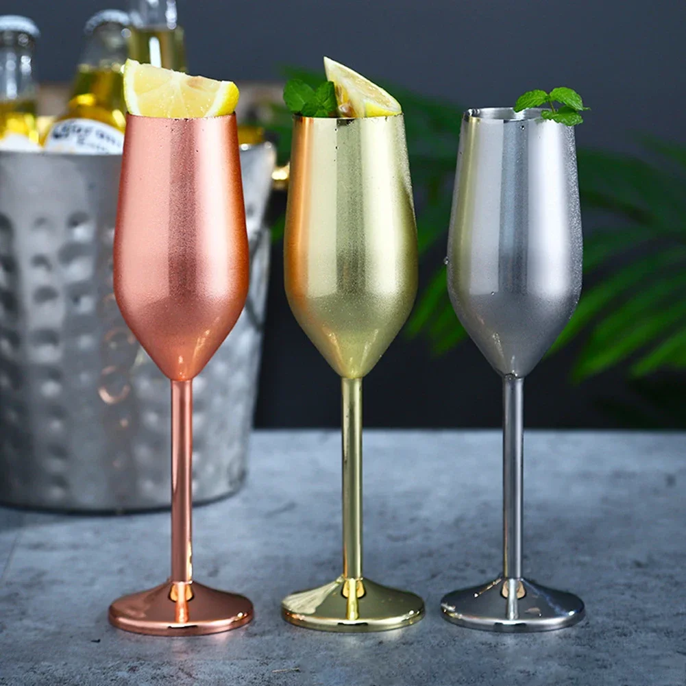 Stainless Steel Champagne Cup Wine Glass Cocktail Glass Creative Metal Wine Glass Bar Restaurant Goblet Home Bar Party Supplies