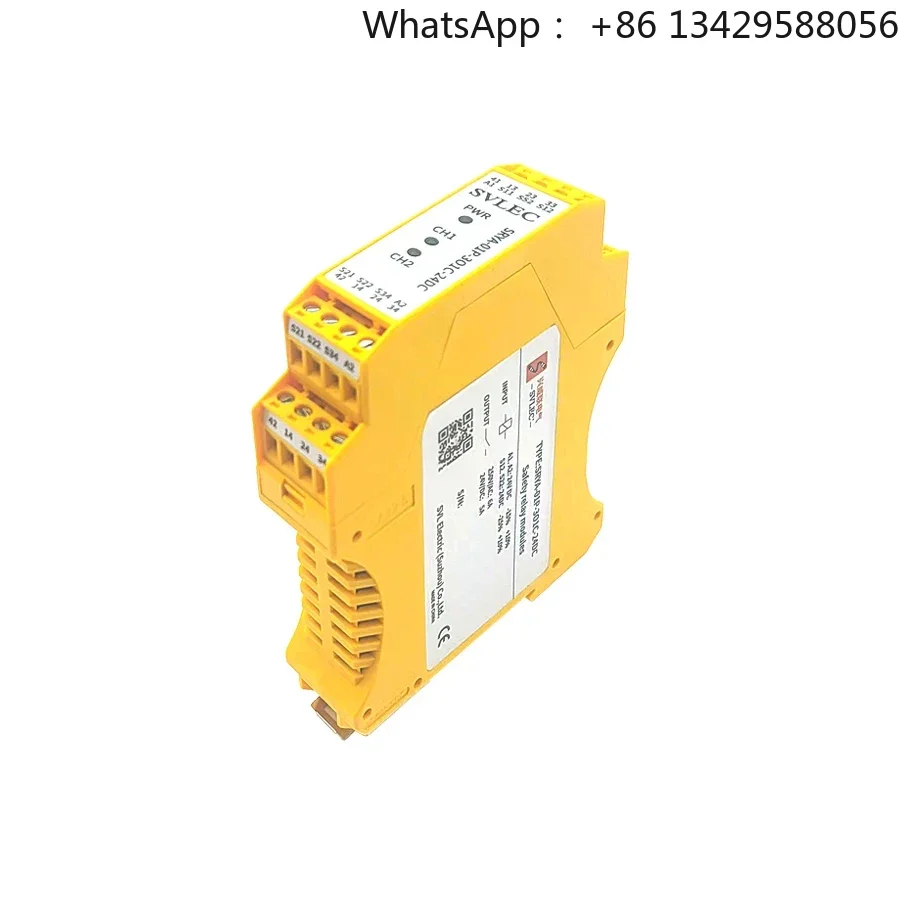 SVLEC 24V DC Industrial Safety Relay Module Dual Channel for Emergency Stop Light Curtain Interlock Switch CE PLe SIL3