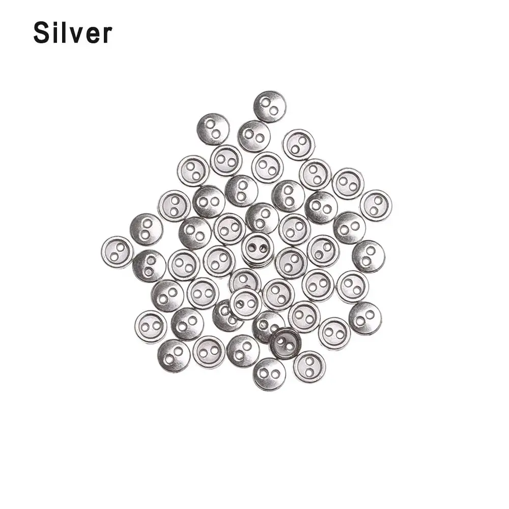 Mini Metal Botões para DIY Boneca Roupas, Fivelas Redondas, Artesanato Artesanal, Roupas Acessórios De Costura, 3mm, 4mm, 5mm, 6mm, 50Pcs por lote