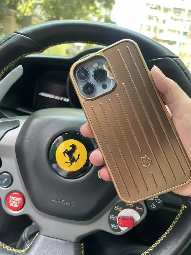 Moda iphone 16 15 13 14 pro max caso luxo sensação liga de aluminio magnésio policarbonato material lage m feminino com caixa