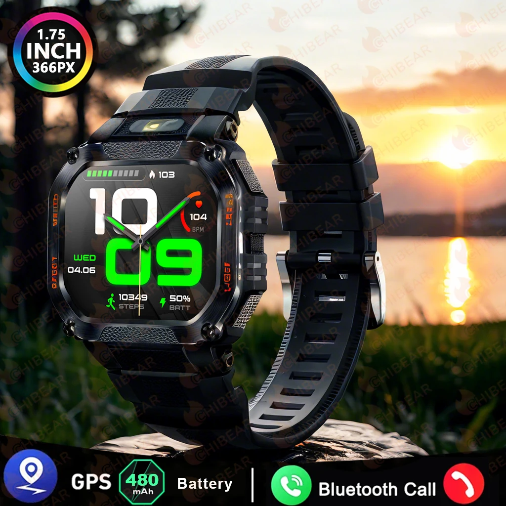 

2025 Новые спортивные умные часы для мужчин, 30 атм, водонепроницаемые, 1,75-дюймовый HD-экран, Bluetooth-вызов, 100+ спортивных режимов, компас, умные часы для мужчин