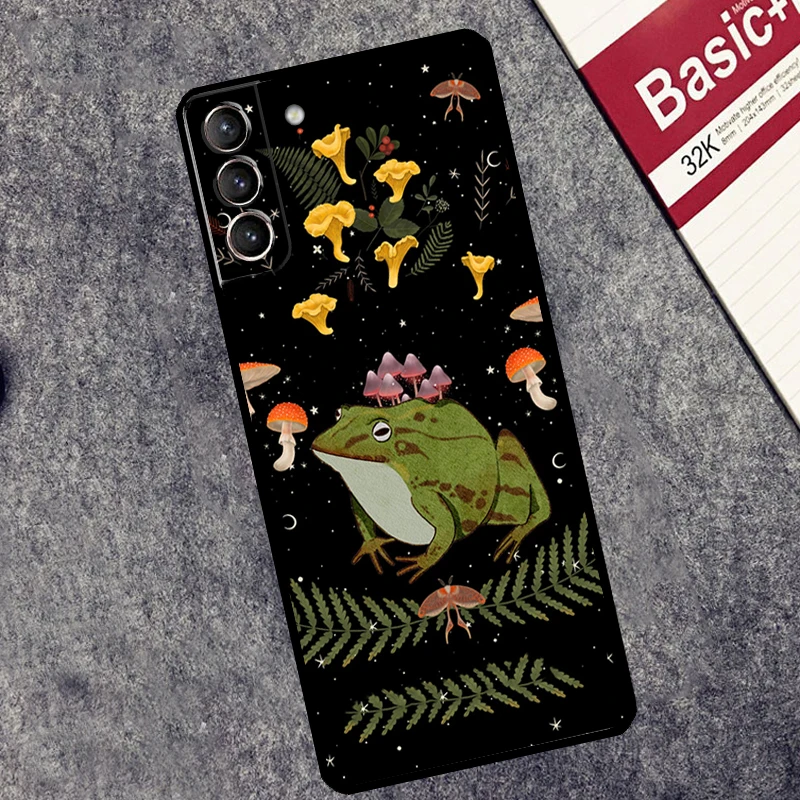 Vintage Retro Frog Mushrooms Case For Samsung Galaxy S24 S23 S22 S21 Ultra Plus Note 10 Note 20 S8 S9 S10 S20 FE Cover