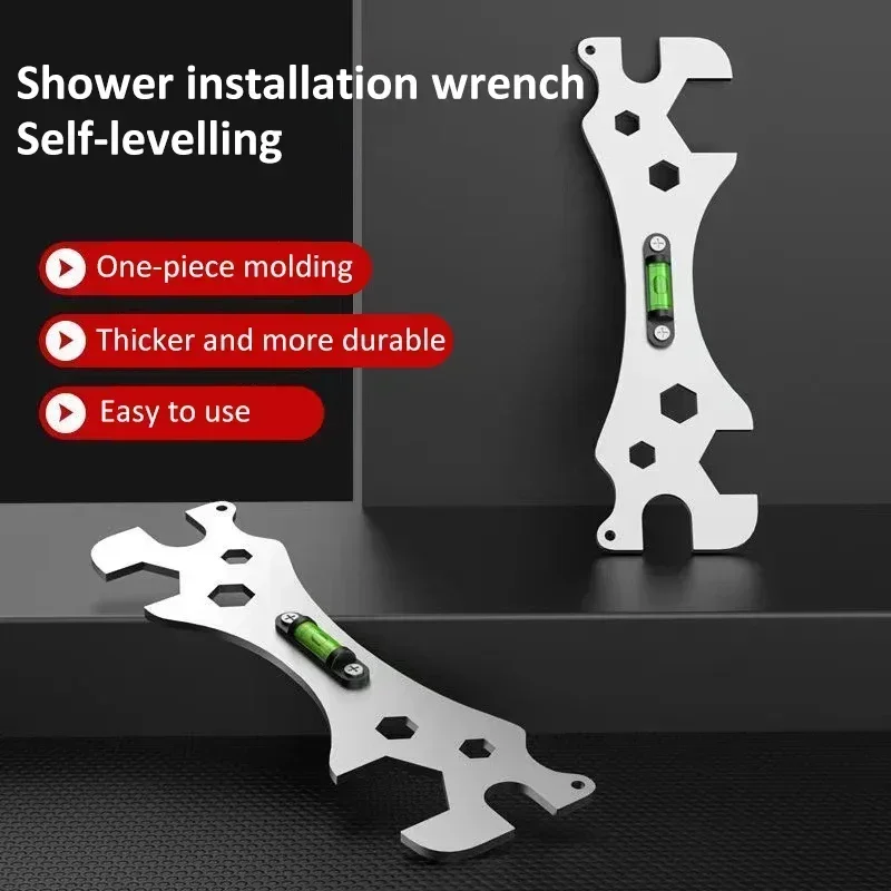 Special Wrench Tool with Level Shower Faucet Installation Bathroom Multifunctional Ranging Ruler Distance Measuring Tool Spanner