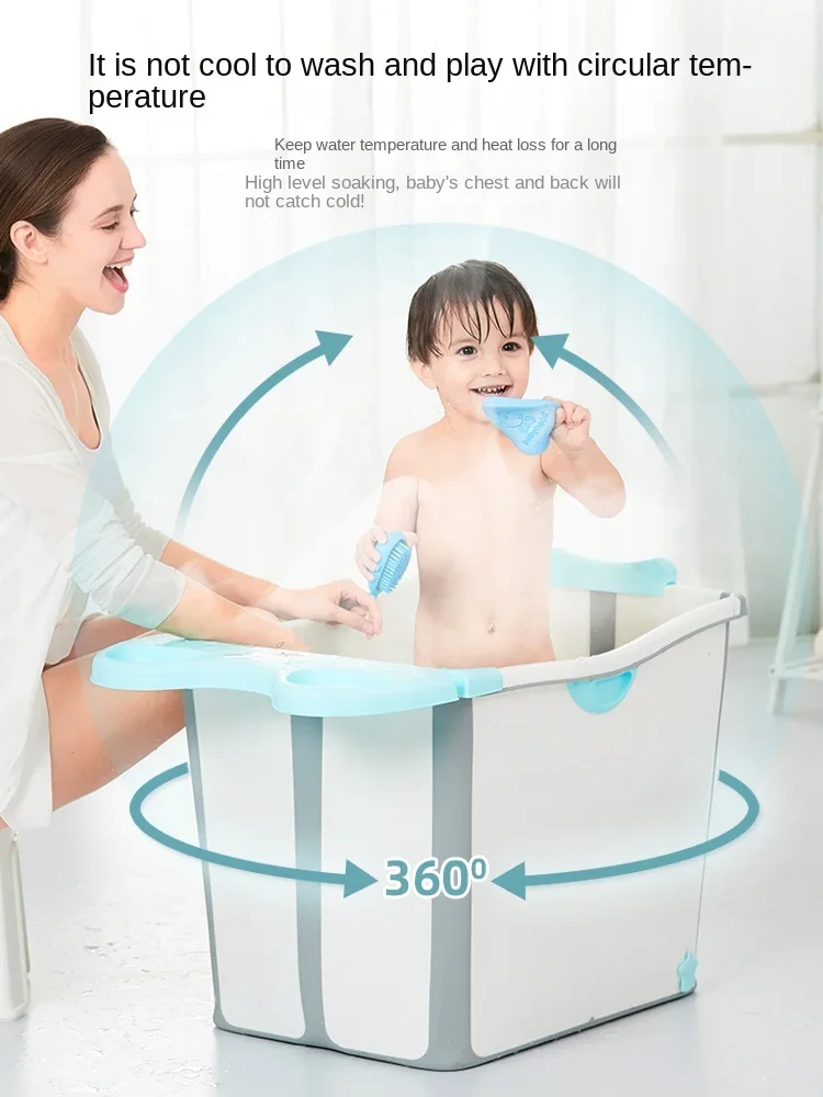 Foldable Storage Children Bath Bucket Child Bath Basin Household Large Size Baby Bath Tub Can Sit and Lie Bath Swimming Bucket