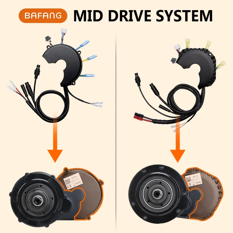 BAFANG 48V 750W BBS01 BBS02 Central Motor Controller for Mid Drive Motor with Front Lamp Connector and Gear Shift Sensor