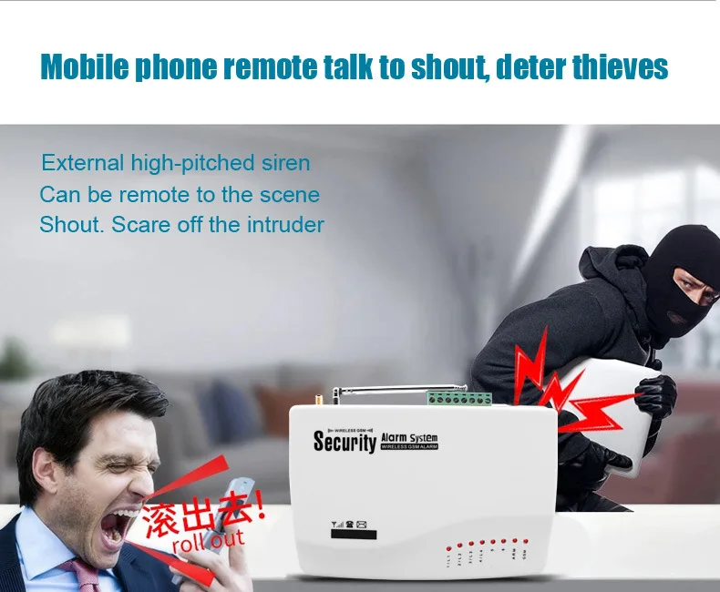 

433Mhz Wireless Remote Control GSM Burglar Alarm System With Door Contact PIR Detector Alarm Sensor