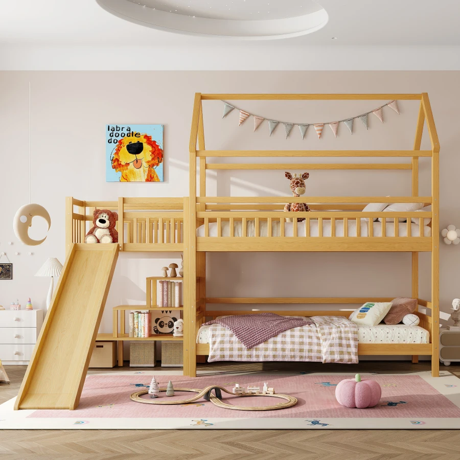 Letto a castello a forma di ca - Bunk Bed With Stairs And Slide recensione e prezzo