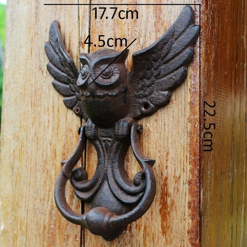 Retro Owl Door Knocking Cast Iron Iron Door Buckle European Animal Villa Home Door Ornament Wall Decoration