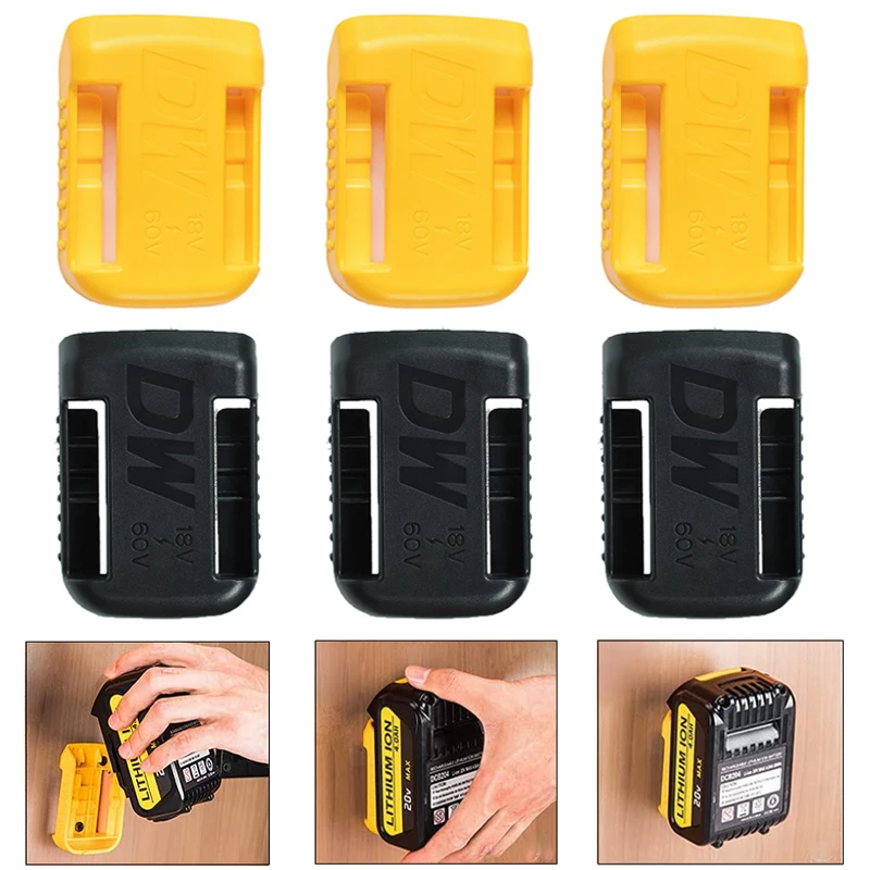1/2/3pcs for Dewalt 18V 20V 60V Battery Holder Wall Storage Mounts Stander Mount Display Hanger Dock Battery Belt Buckle Yellow