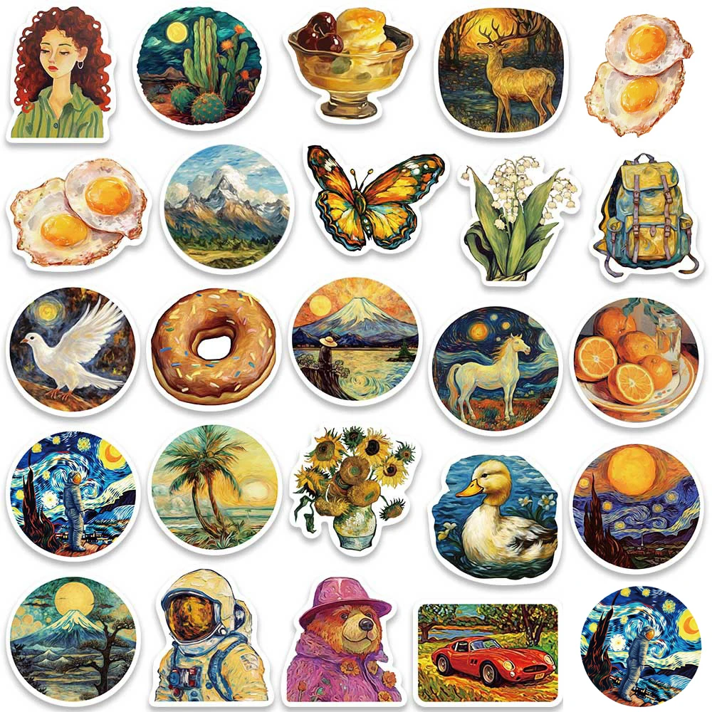10/30/50 個レトロ油絵漫画ステッカー美的アートデカール DIY ノートブックスケートボードラップトップ防水落書きステッカー