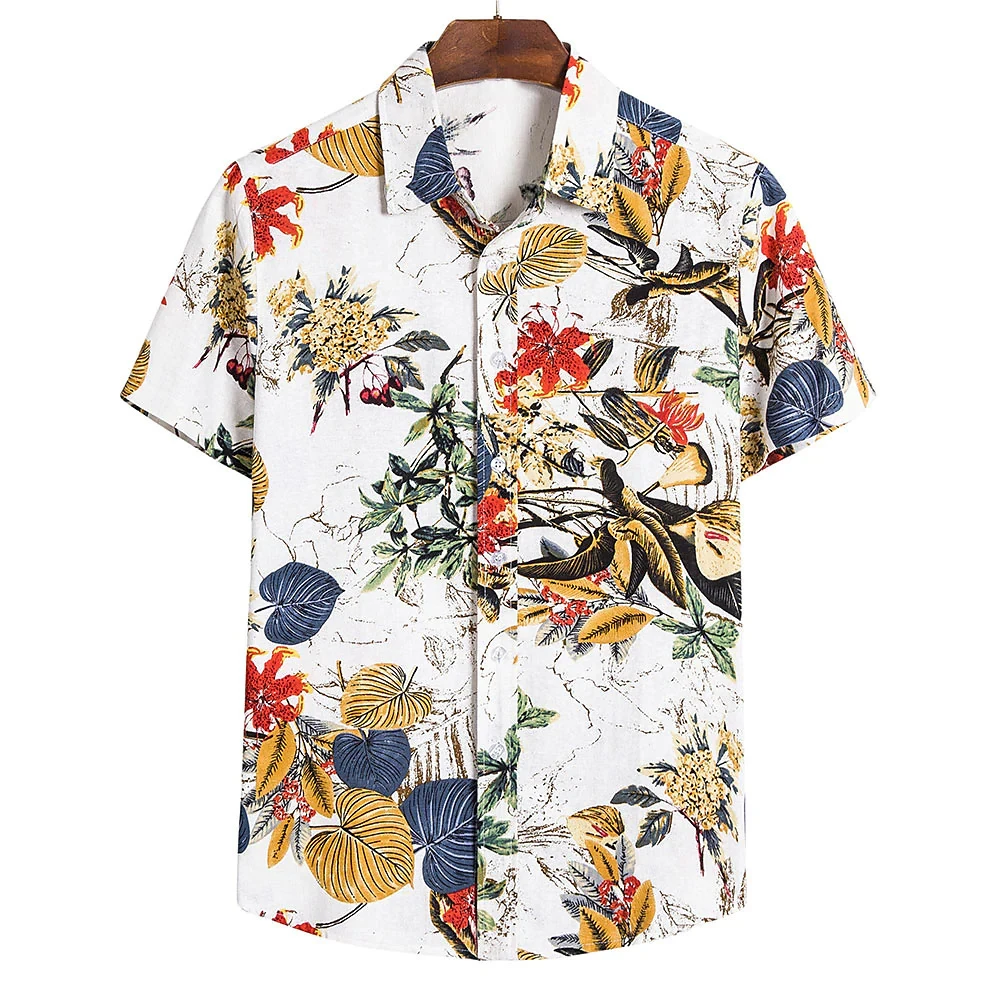 Fashion 3D Printed Plants Flower Leaves Hawaiian Shirt Men Summer Casual Short Sleeves Casual Men Beach Shirts Men's Clothing