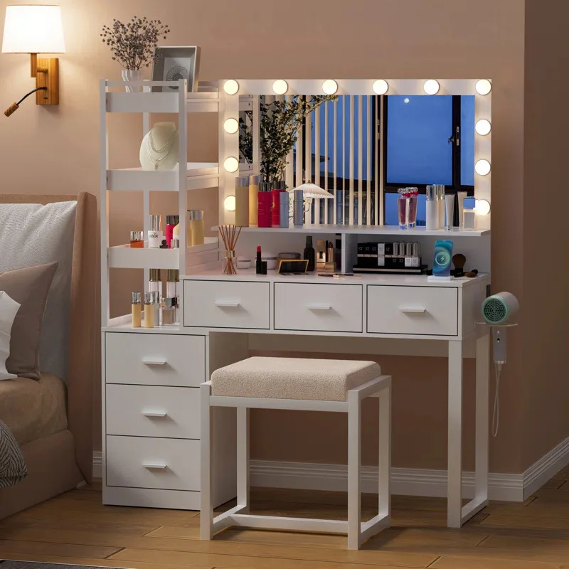 

Multifunctional combination dresser 6 drawers makeup table LED lighting smart dressing cabinet