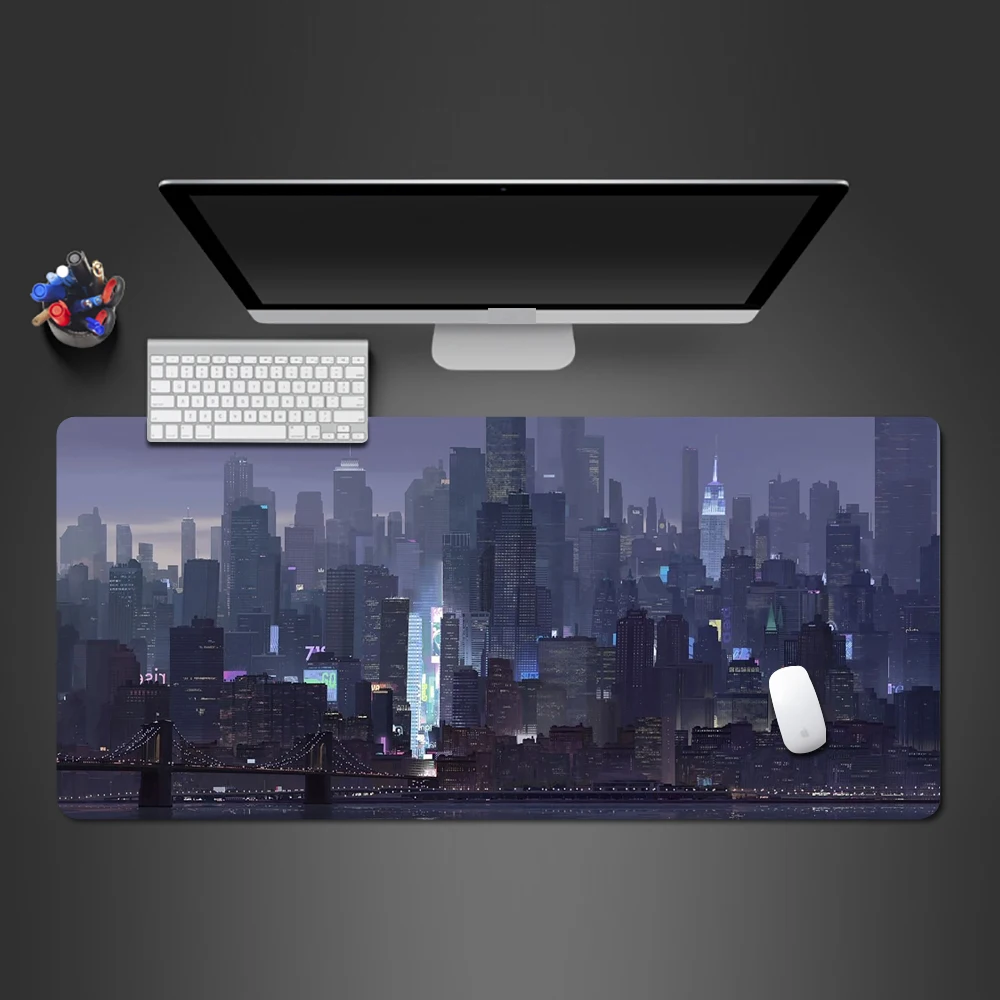 Cityscape Mouse Pad City Cushion Diy Desks Mat Gamer Desk Accessories Table Office Carpet Keyboard Extended Rug Playmat Large