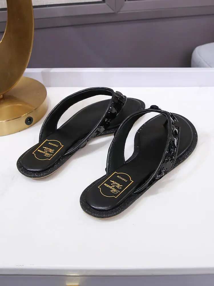 Silver Sequined Women Slippers Pinch Toe Flats Summer Slingback Casual Shoes Fashion Sandals Zapatos Mujer