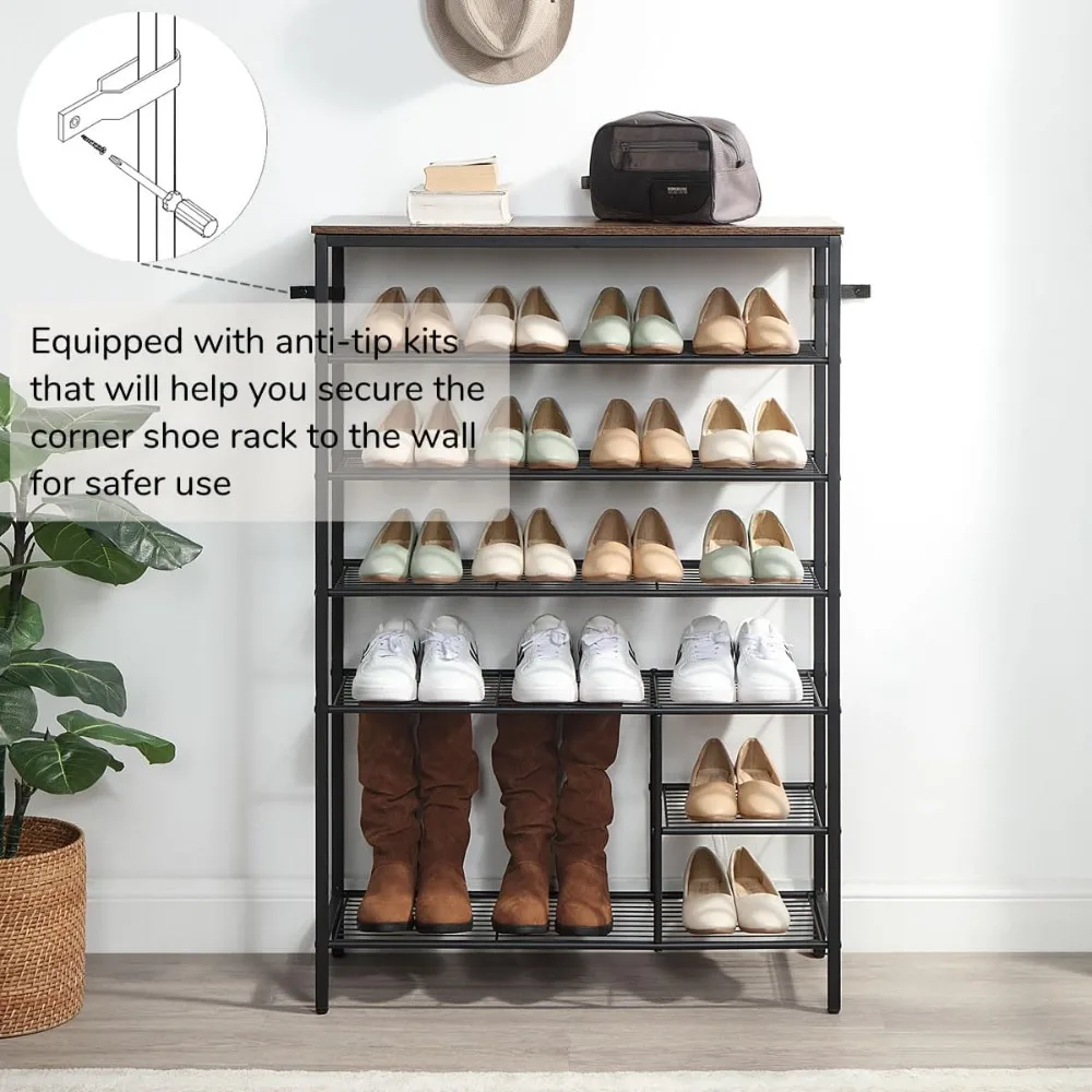 Shoe Rack Organizer, Metal Mesh Shoes Storage Shelf, Storage Boots, 6 Tier Shoe Rack Organizer