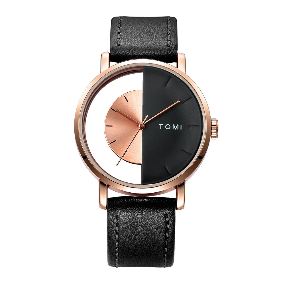 Fahsion Quartz Watch Men Women Half Transparent Dial Wristwatch Creative Casual Dress Clock Reloj Hombre Montre Femme