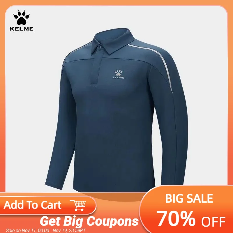 

Мужская рубашка-поло KELME с длинным рукавом, дышащая Спортивная футболка с длинным рукавом, для бега и спорта