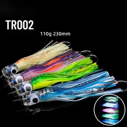 1pc 23cm 130g UV Trolling Lure Bait Resin Head Head Octopus Squid Skirt Bait Big Game Drag Fishing Marlin Tuna Pesca Hard Bait