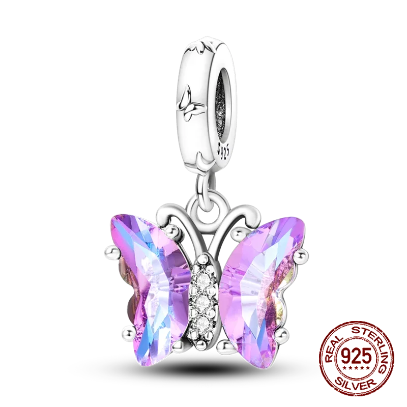 Mode 925 perak fantasi warna-warni seri kupu-kupu liontin manik-manik jimat cocok Pandora 925 gelang asli perhiasan diy membuat
