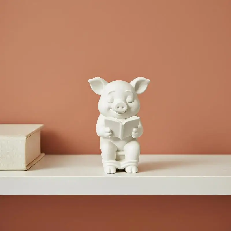 Creative Funny Pig Toilet Decor Tabletop Wall Mounted Ornament for Bathroom Home Office Holiday Decor Gift
